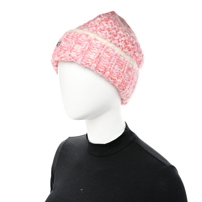 Chanel Cashmere Silk CC Beanie Hat M Pink White Lilac 2 of 5
