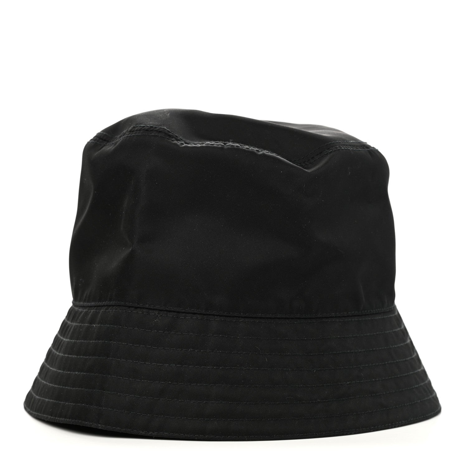 Prada Re-Nylon Rubber Logo Mens Bucket Hat S Black 1 of 9
