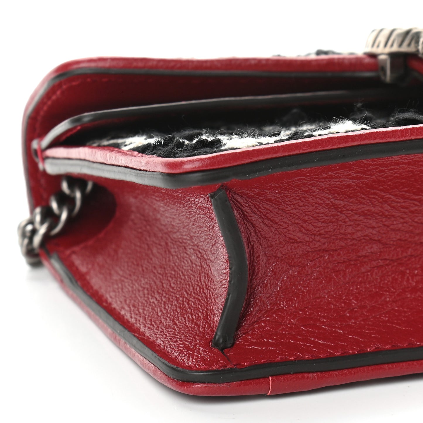Tweed GG Monogram Super Mini Dionysus Shoulder Bag Black White Romantic Cherry