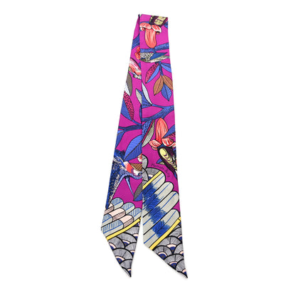 Hermes Silk Tree Of Song Twilly Fuchsia Bleu Rouge 2 of 4