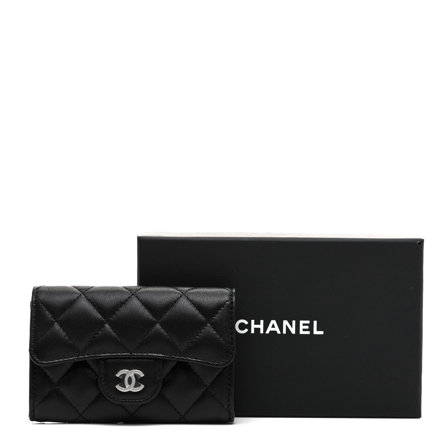 Chanel Lambskin Quilted Flap Card Holder Wallet Black 9 of 9