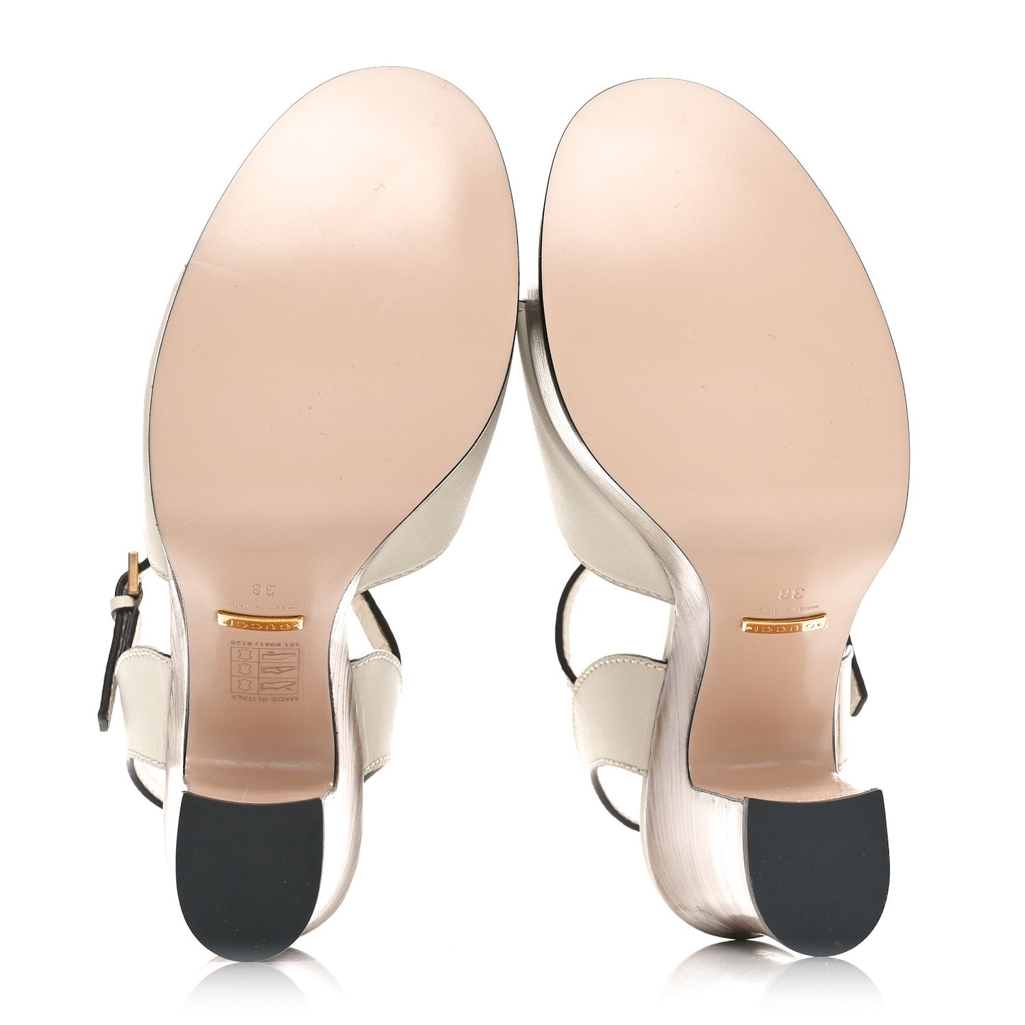 Cosmos Softy Calfskin Wooden Interlocking G Cut-Out 30/120mm Platform Sandals 38 Mystic White