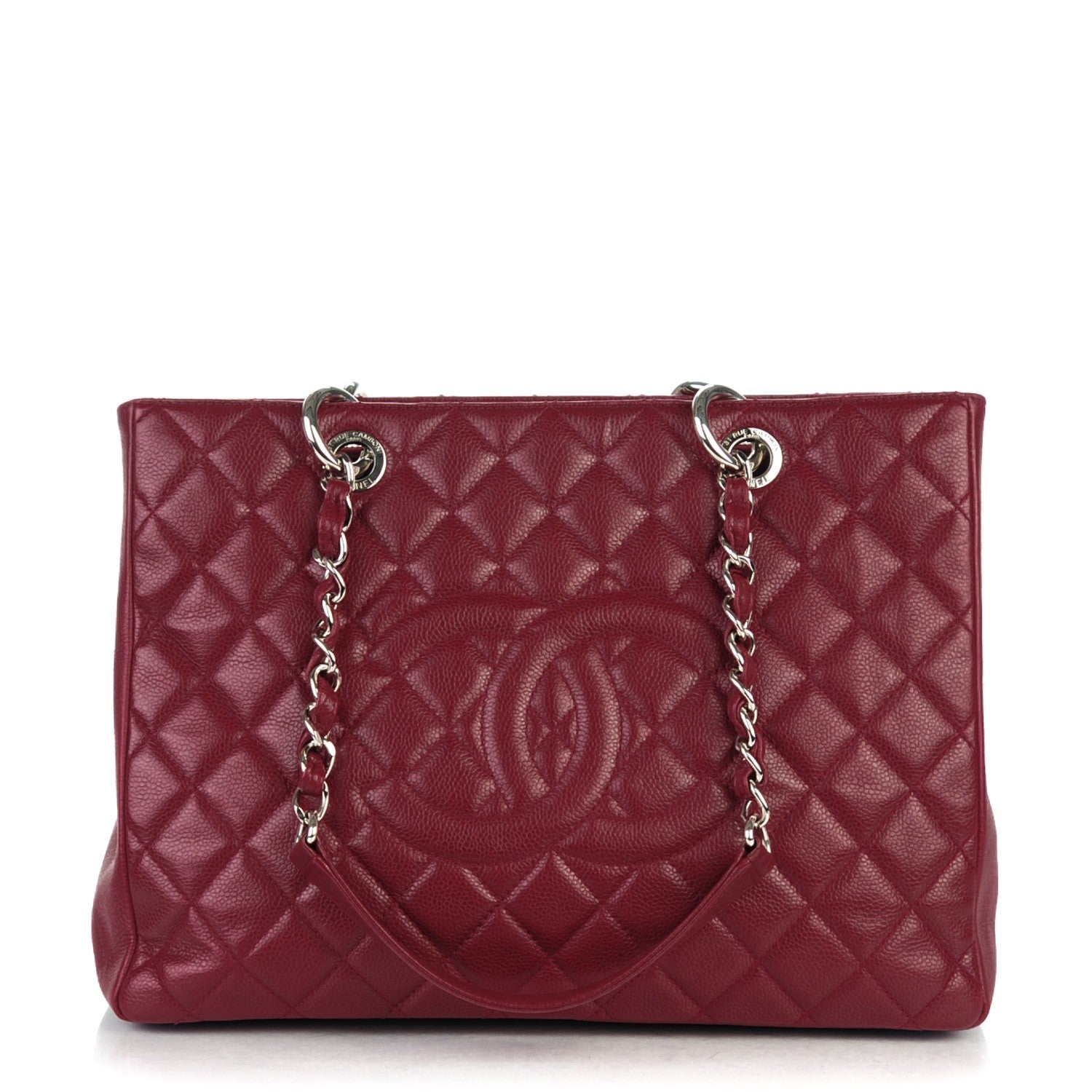 Chanel Caviar Quilted Grand Shopping Tote GST Dark Red 1 of 10