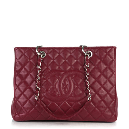 Chanel Caviar Quilted Grand Shopping Tote GST Dark Red 1 of 10