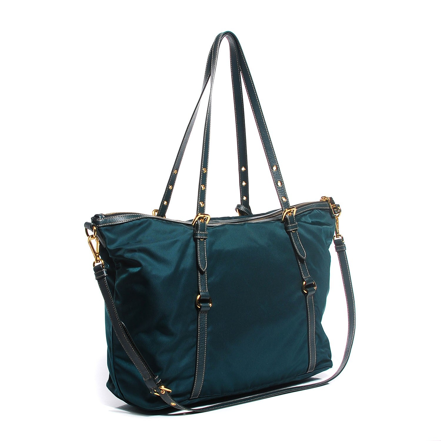 Prada Tessuto Nylon Saffiano Tote Ottanio 3 of 11