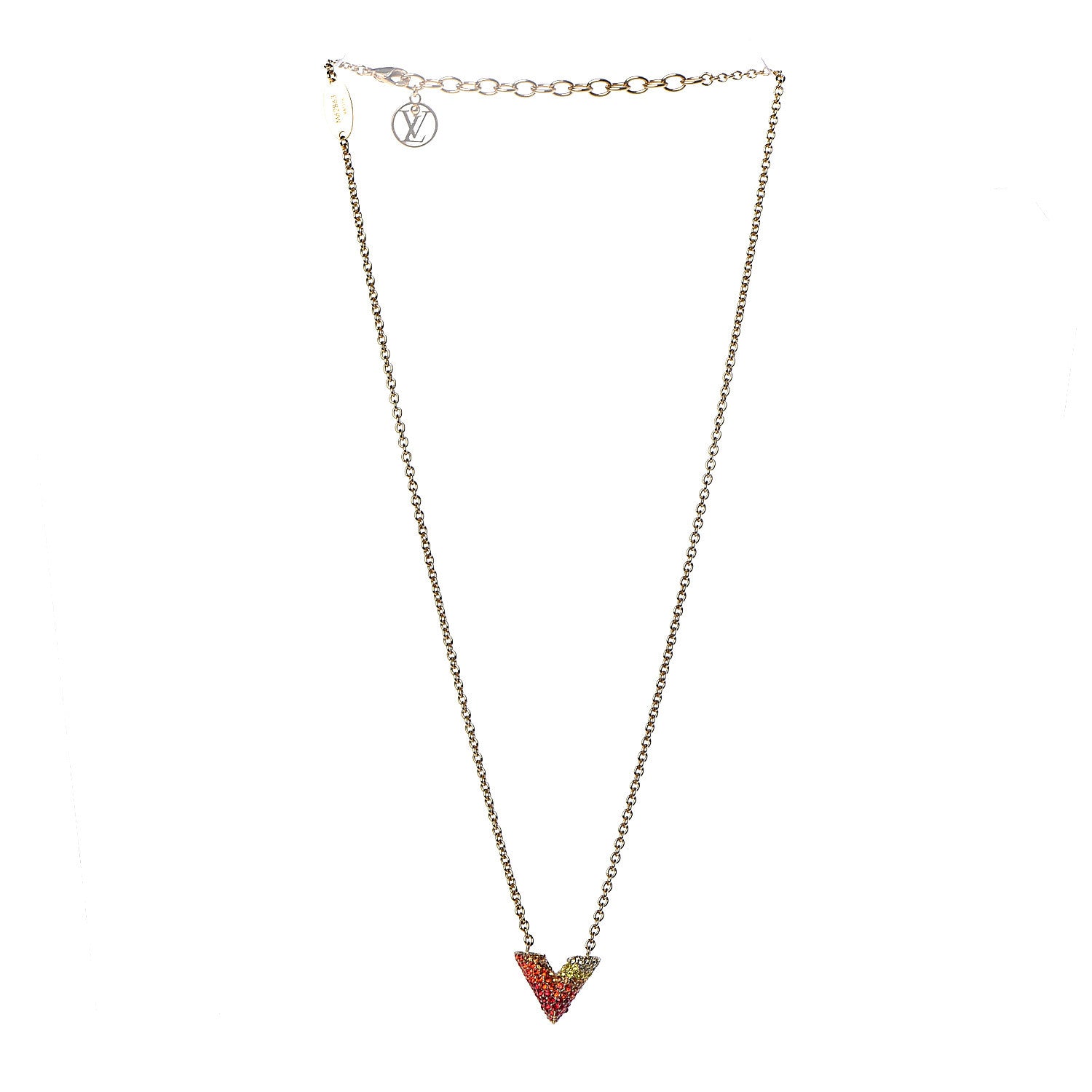 Louis Vuitton Swarovski Essential V Strass Necklace Multicolor Gold 3 of 6