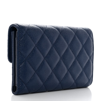 Chanel Caviar Quilted Medium Flap Wallet Dark Blue 3 of 8