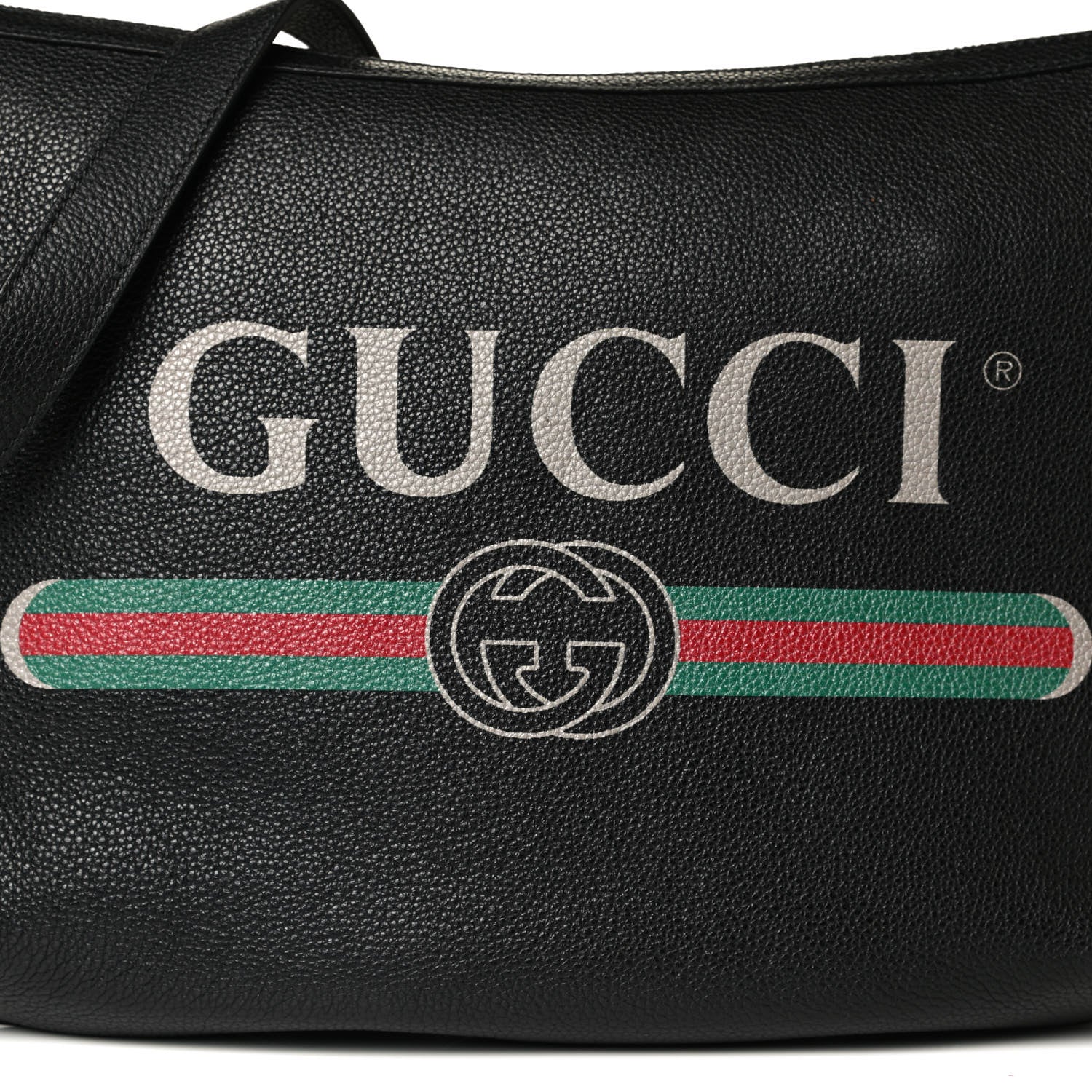 Gucci Grained Calfskin Logo Half Moon Hobo Black 18 of 22