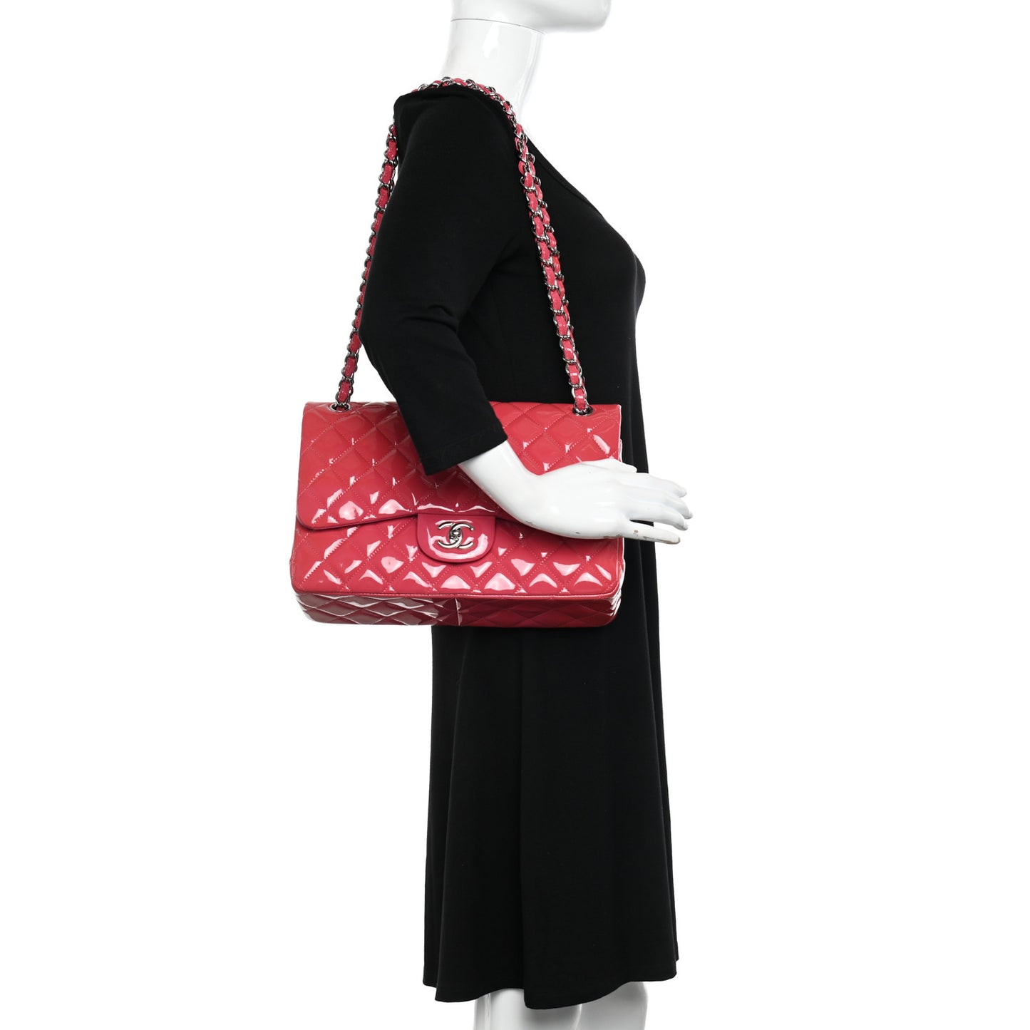 Patent Quilted Jumbo Double Flap Pink