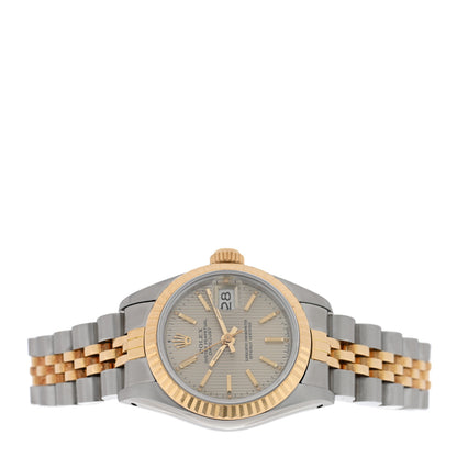Rolex Stainless Steel 18K Yellow Gold 26mm Oyster Perpetual Datejust Watch Silver Tapestry 69173 2 of 5