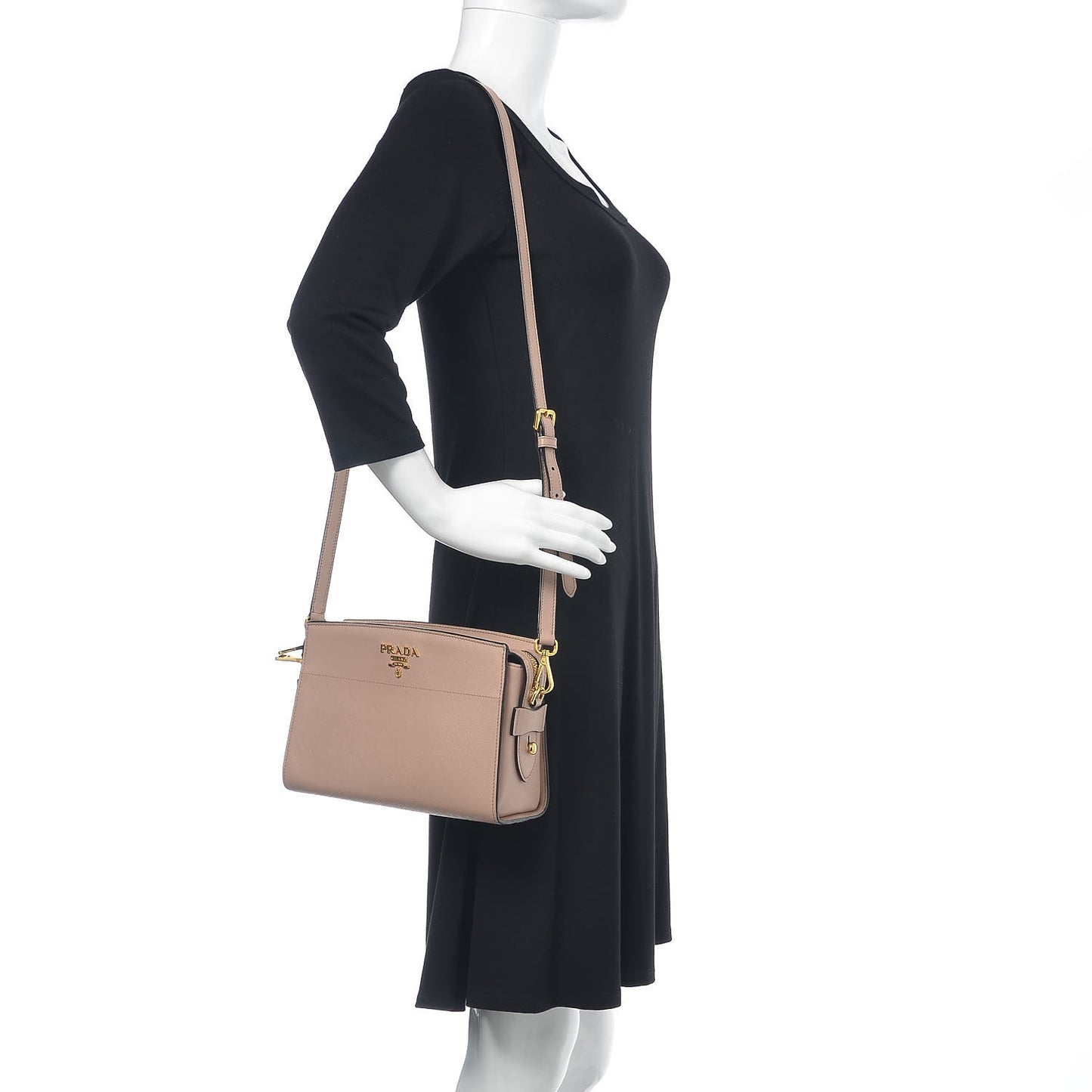 Saffiano City Calfskin Esplanade Crossbody Bag Cipria