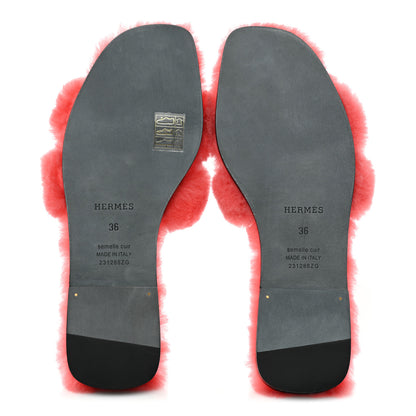 Hermes Woolskin Oran Sandals 36 Rose Du Desert 5 of 8