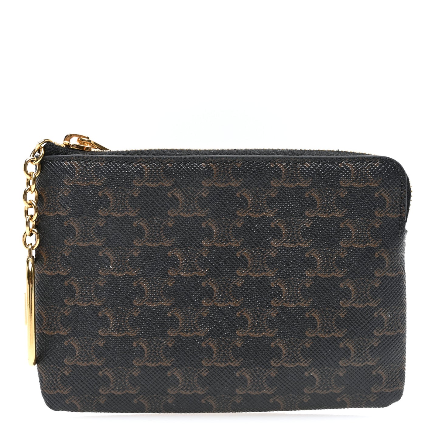 Triomphe Canvas Coin and Card Pouch With Hook Black