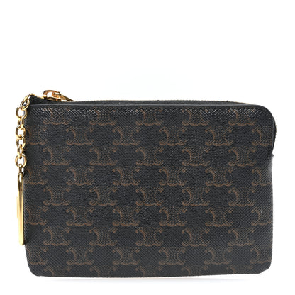 Celine Triomphe Canvas Coin and Card Pouch With Hook Black 1 of 7