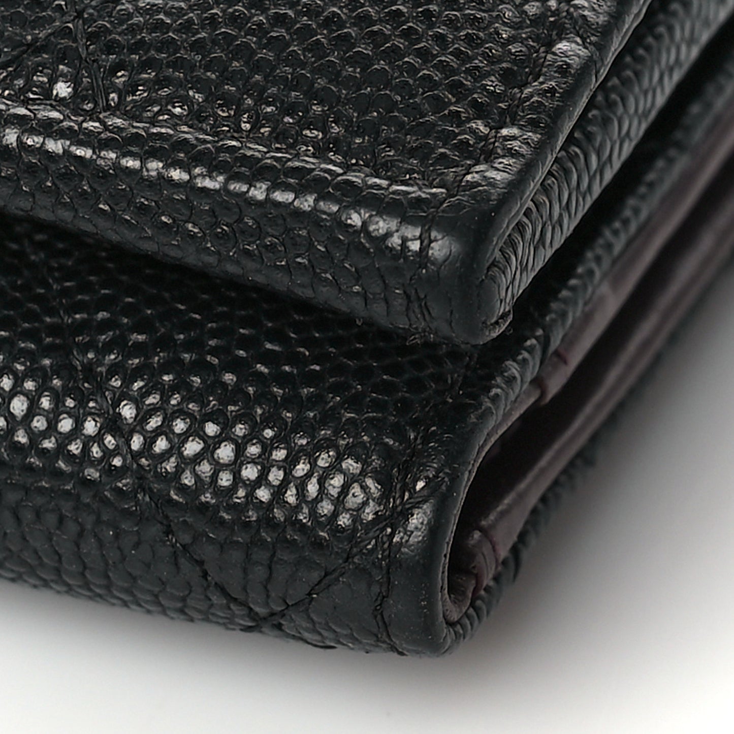 Caviar Quilted Double Flap Wallet Black