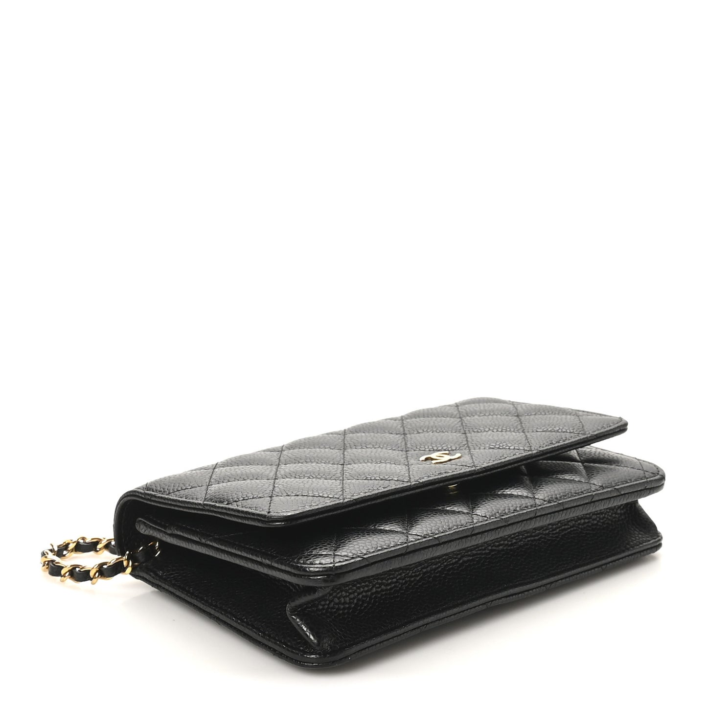 Caviar Quilted Wallet on Chain WOC Black