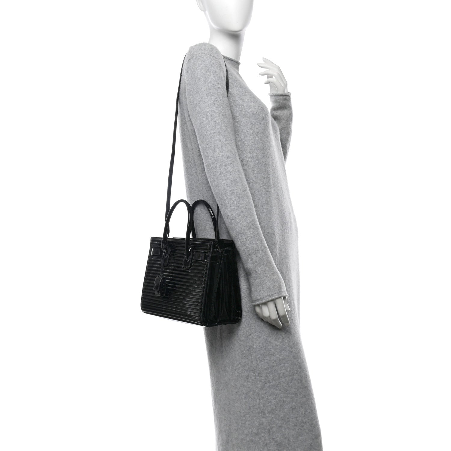 Saint Laurent Ribbed Patent Calfskin Baby Sac De Jour Black 2 of 9