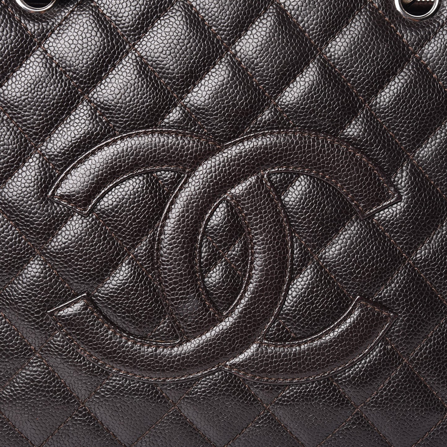 Caviar Quilted Grand Shopping Tote GST Dark Brown