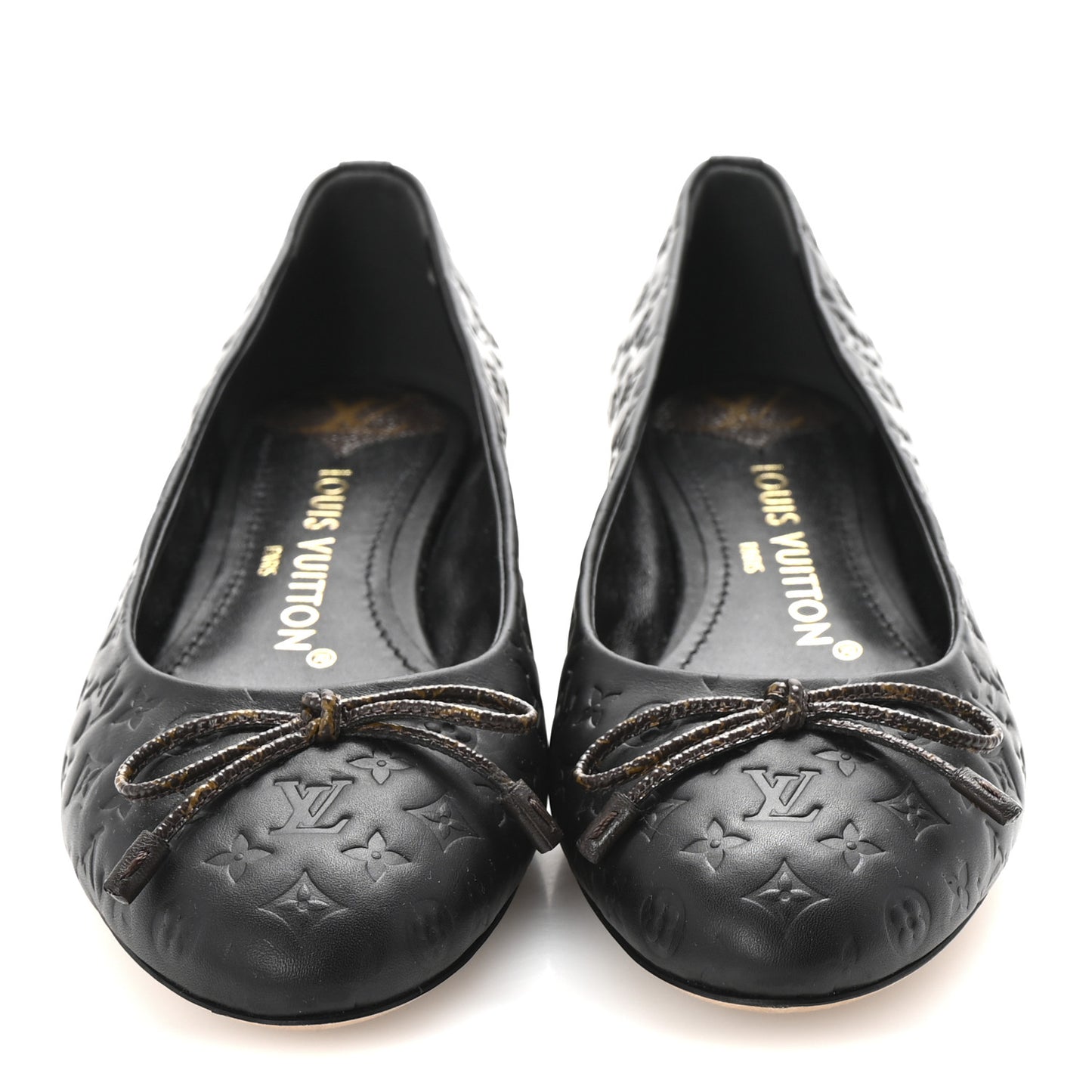 Calfskin Monogram Embossed Nina Ballerina Flats 36 Black