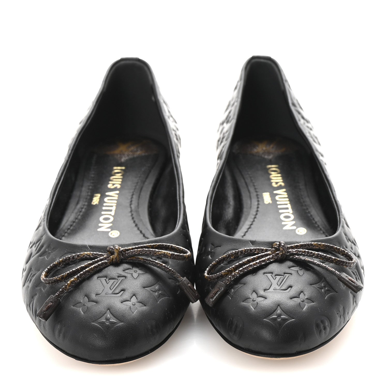 Louis Vuitton Calfskin Monogram Embossed Nina Ballerina Flats 36 Black 3 of 8