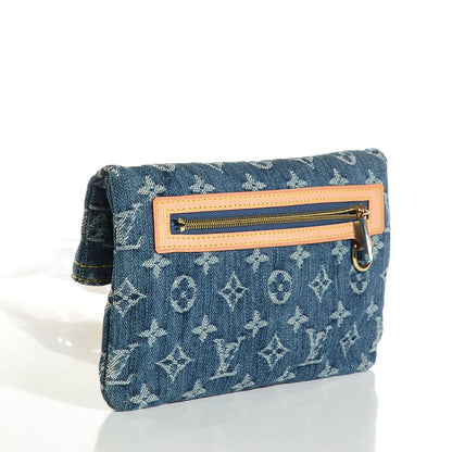 Louis Vuitton Monogram Denim Pochette Plat Clutch Blue 3 of 7