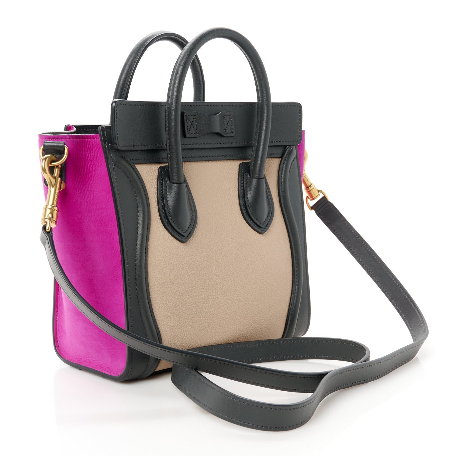Celine Baby Grained Calfskin Nubuck Nano Tri-Color Luggage Fuchsia 3 of 11