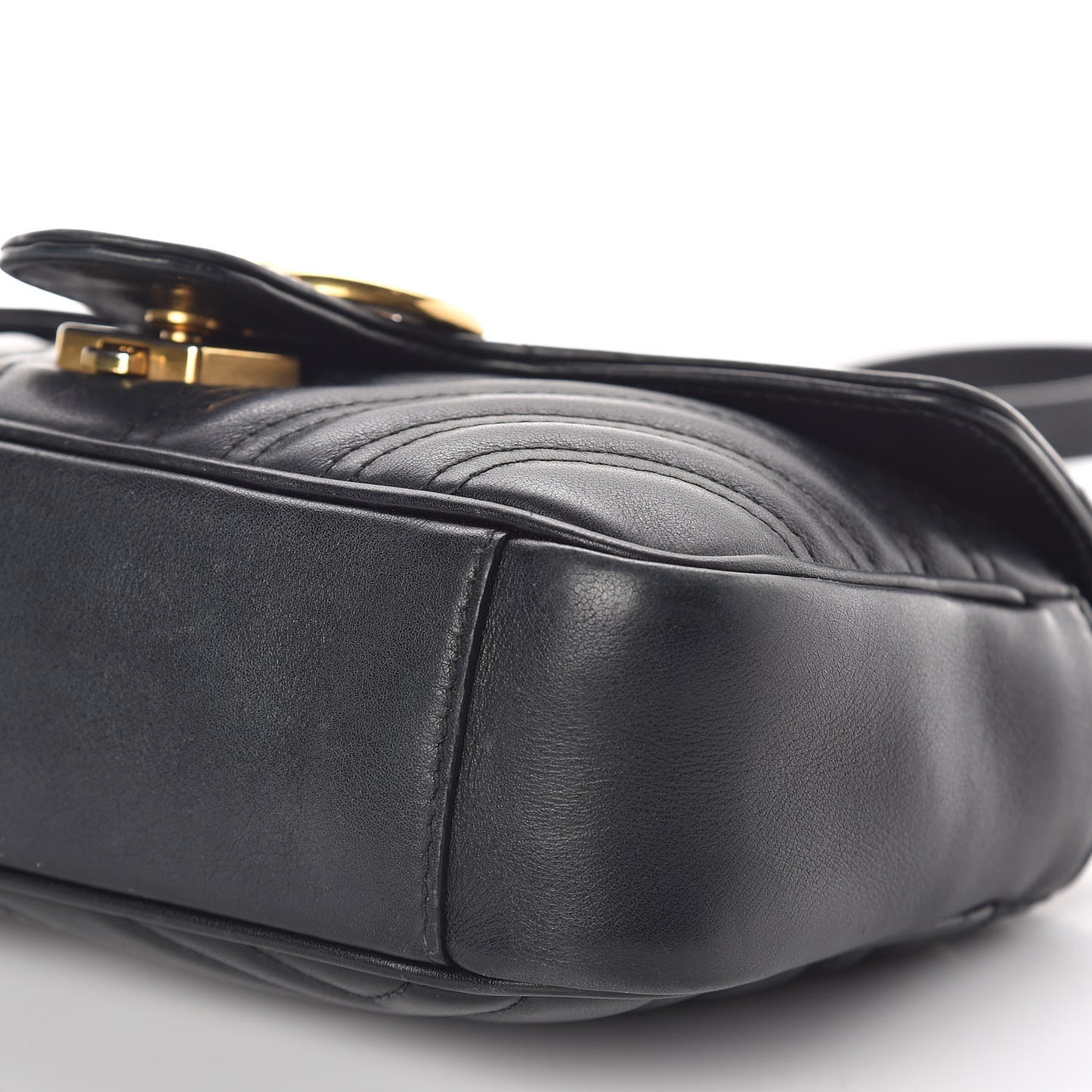 Calfskin Matelasse Mini GG Marmont Shoulder Bag Black