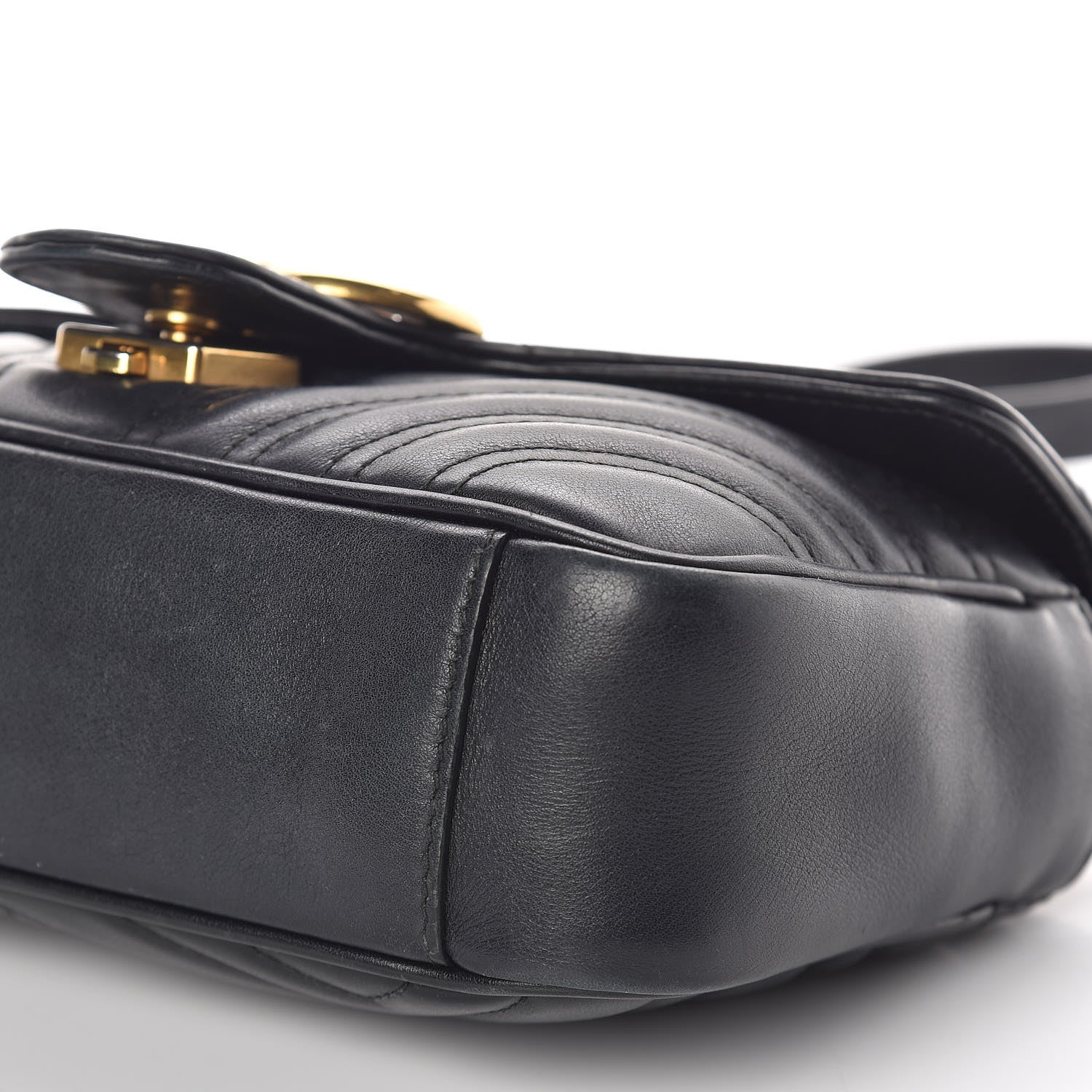 Gucci Calfskin Matelasse Mini GG Marmont Shoulder Bag Black 11 of 15