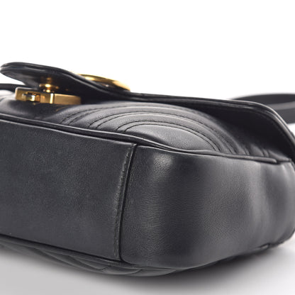 Gucci Calfskin Matelasse Mini GG Marmont Shoulder Bag Black 11 of 15