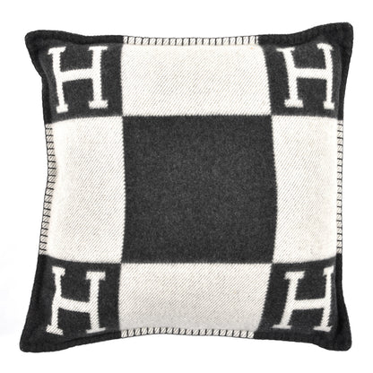 Hermes Wool Cashmere Avalon Pillow PM Ecru Gris Fonce 1 of 3