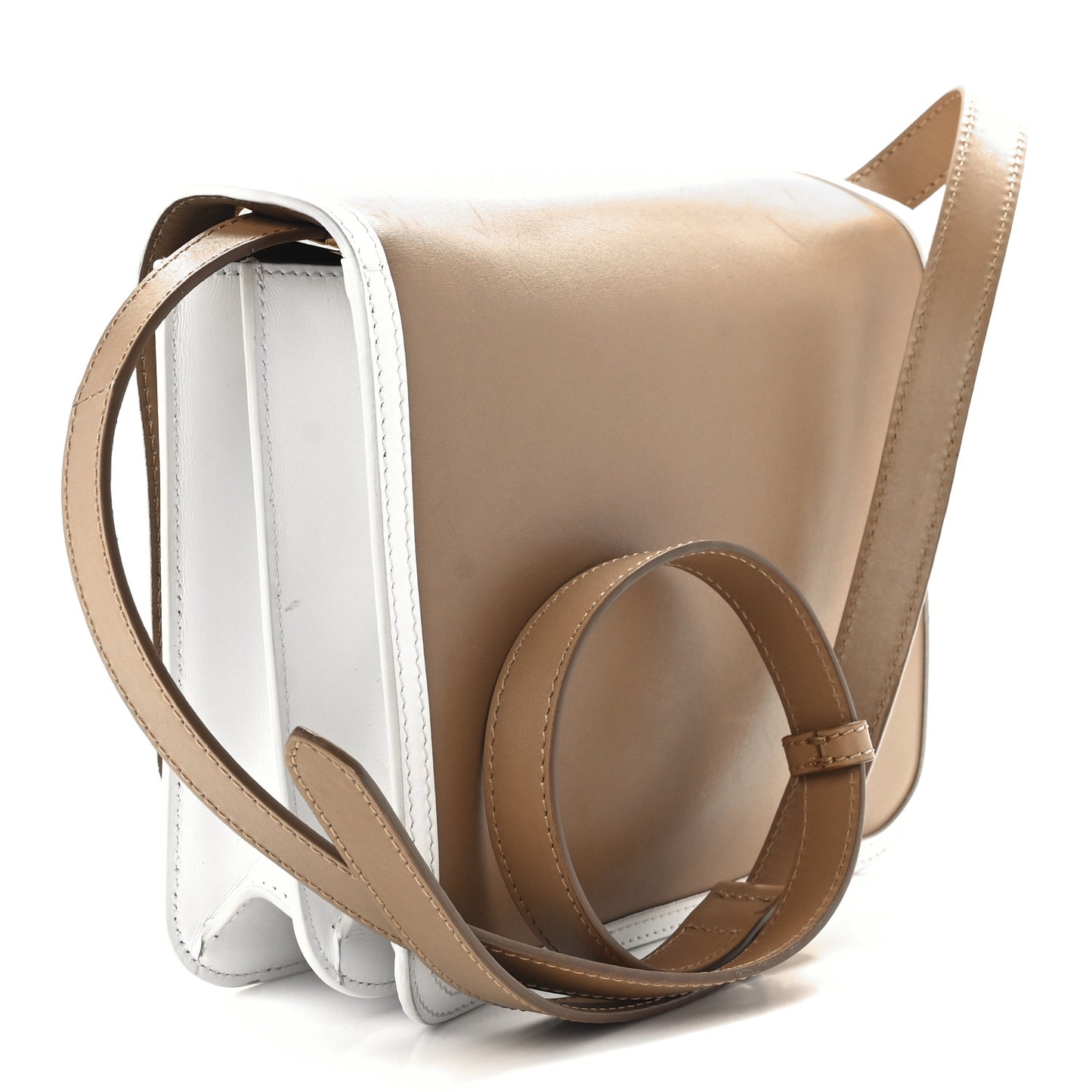 Smooth Calfskin Monogram Medium TB Bag Chalk White Camel