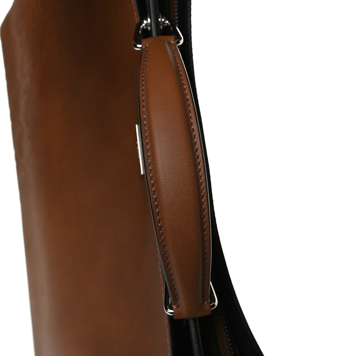 Fendi Smooth Calfskin FF Embossed Sfumate Large Mens Peekaboo Iconic Essential Satchel Cuoio 14 of 20