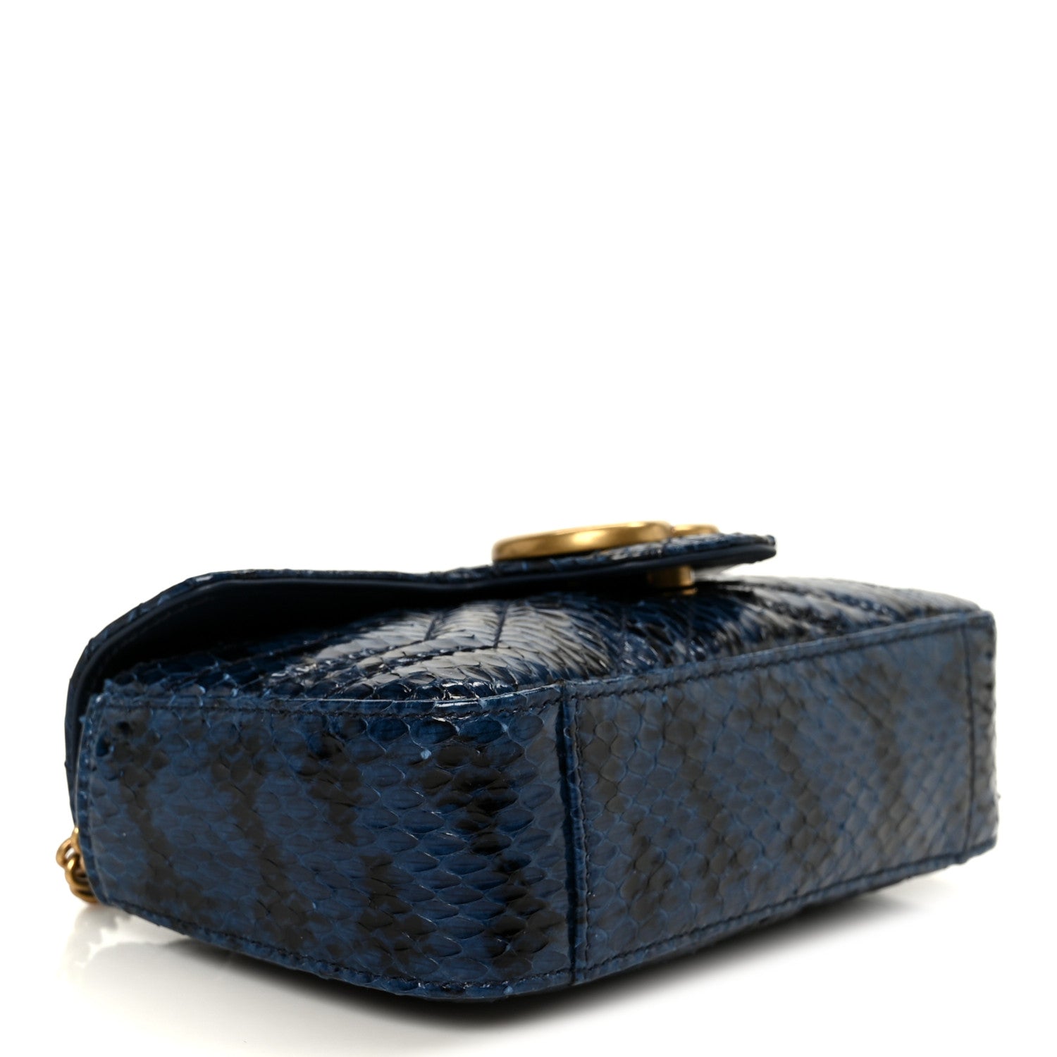 Gucci Snakeskin Matelasse Super Mini GG Marmont Shoulder Bag Blue 4 of 10