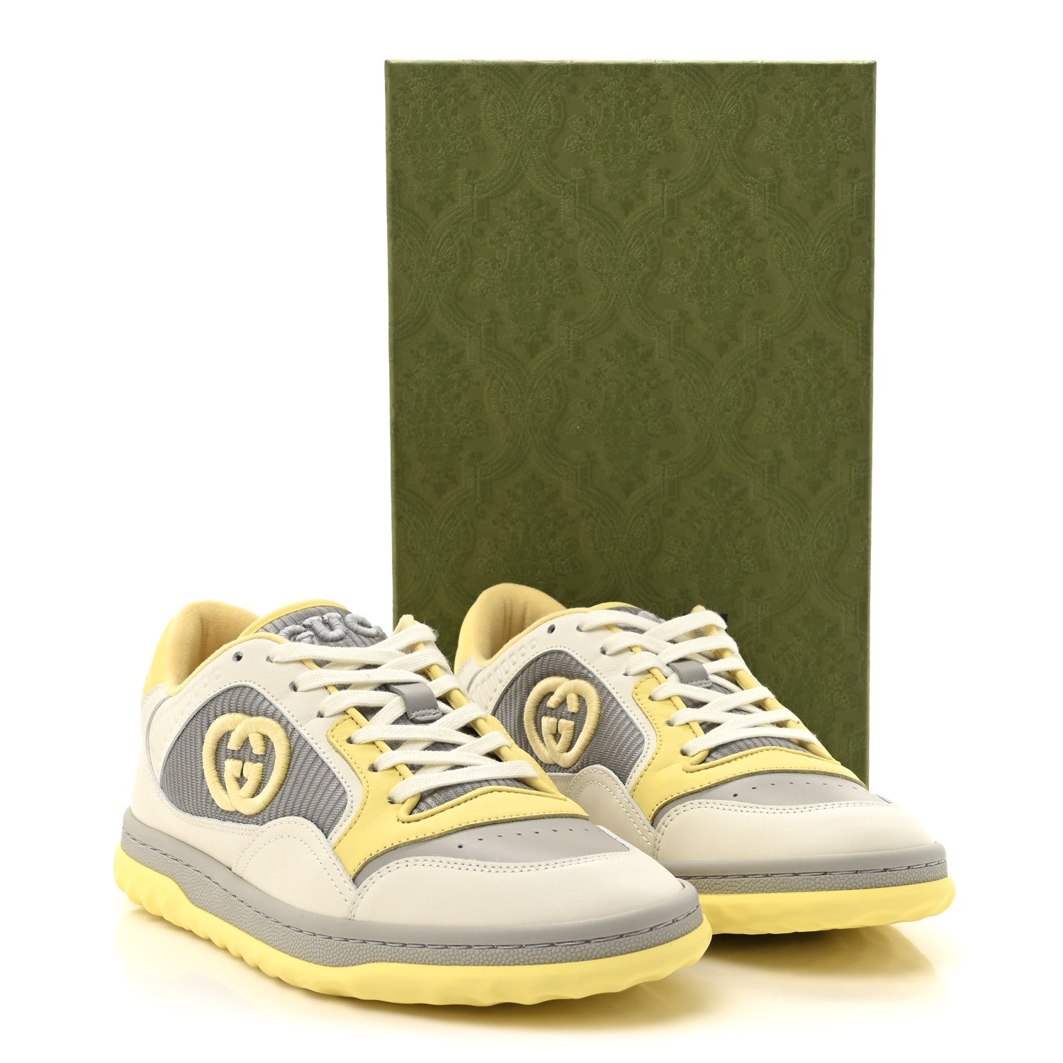 Gucci Dali Soft Calfskin Womens Mac80 Sneakers 35 Off White Grey Sky Yellow 38.5 Off White Grey Sky Yellow 10 of 10