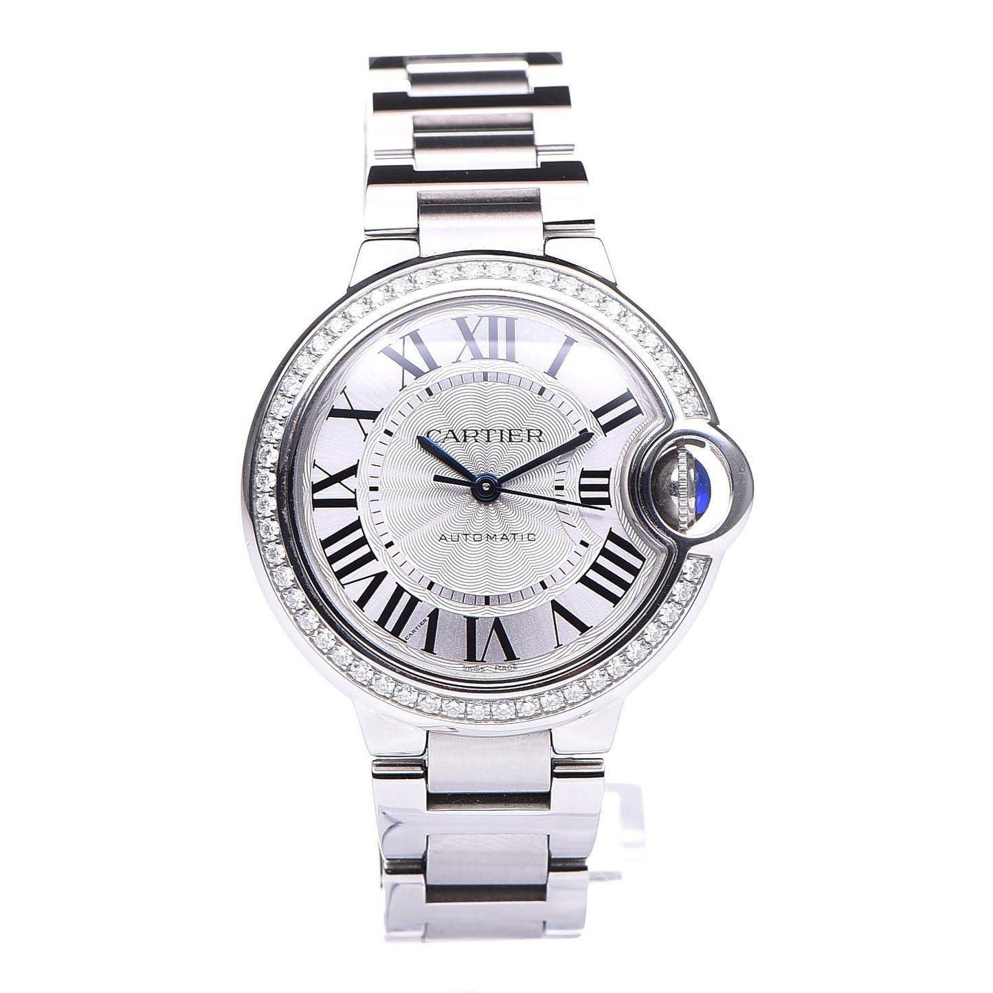 Stainless Steel Diamond Bezel 33mm Ballon Bleu De Cartier Automatic Watch