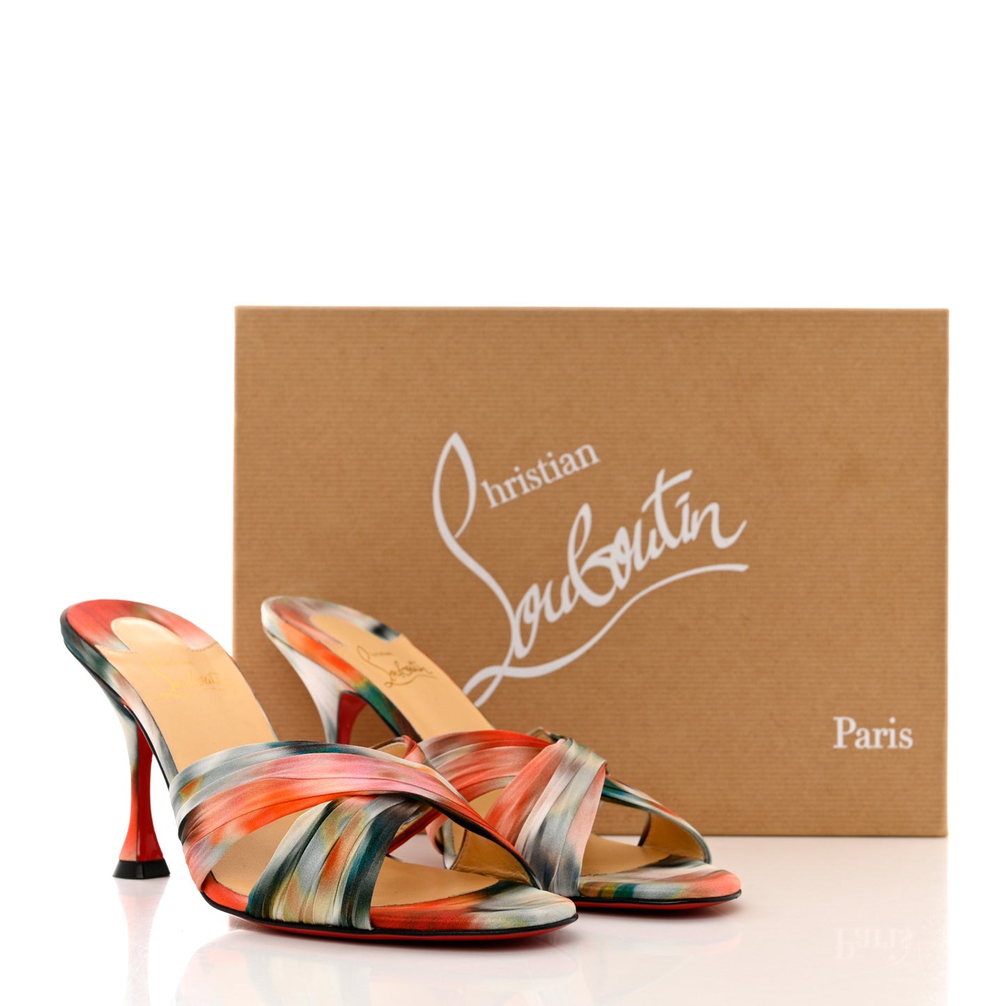 Crepe Satin Ombre Nicol Is Back 85 Slide Sandals 38.5 Loubi