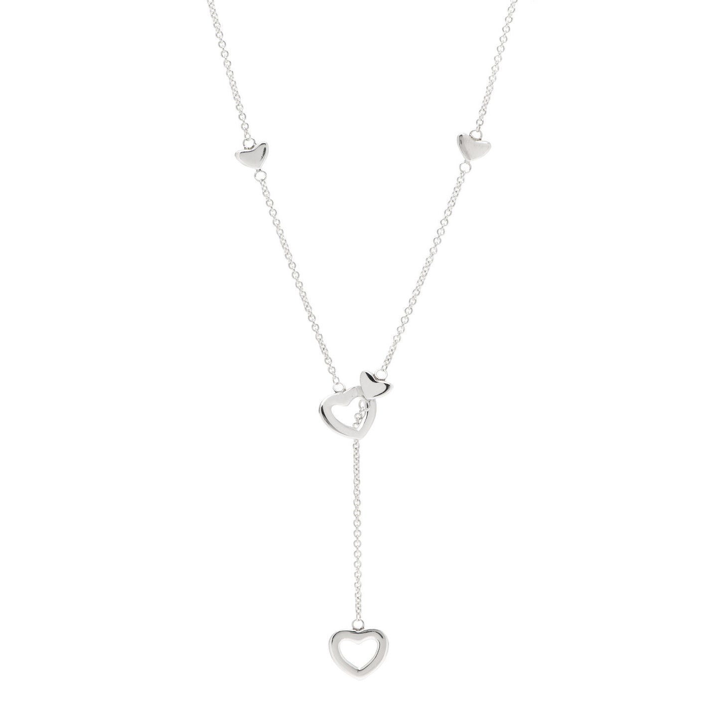 Sterling Silver Heart Lariat Necklace