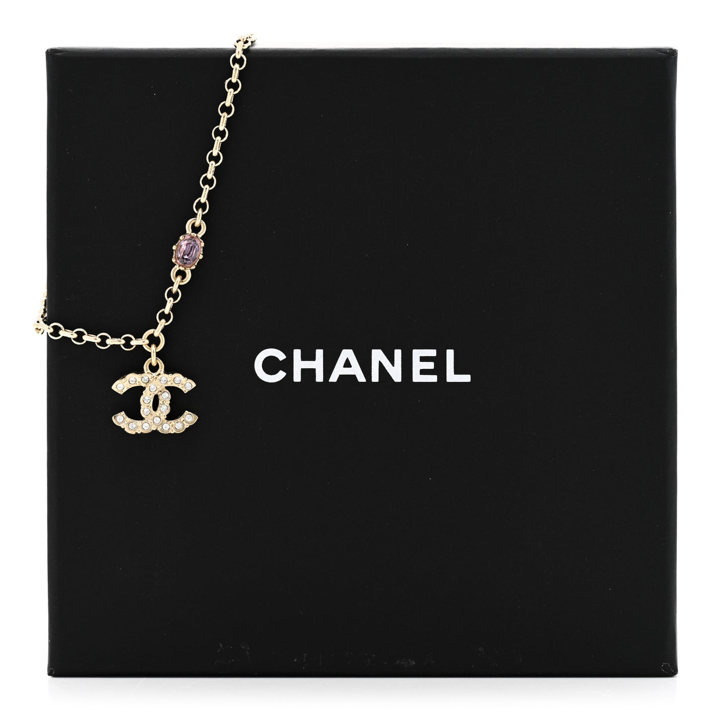 Crystal Pearl CC Charm Bracelet Light Gold Pink