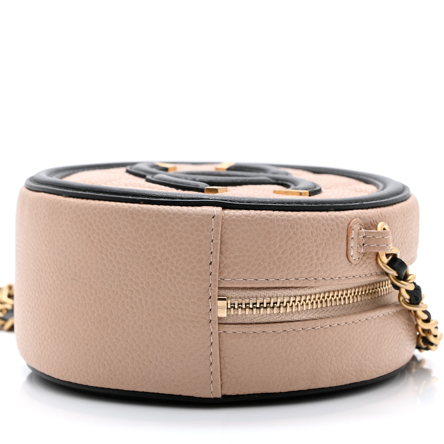 Chanel Caviar Quilted Round Filigree Crossbody Beige Black 10 of 10