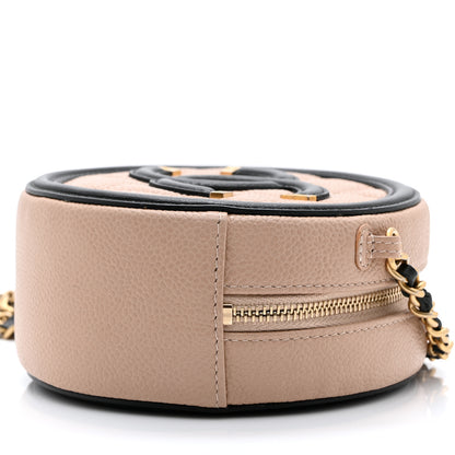 Chanel Caviar Quilted Round Filigree Crossbody Beige Black 10 of 10