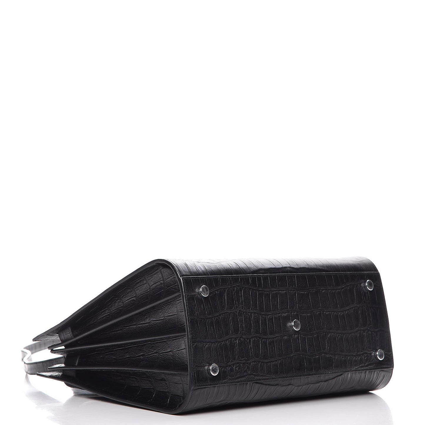 Calfskin Crocodile Embossed Small Sac de Jour Black
