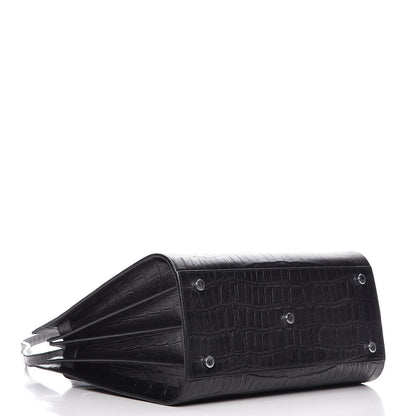 Saint Laurent Calfskin Crocodile Embossed Small Sac de Jour Black 5 of 11