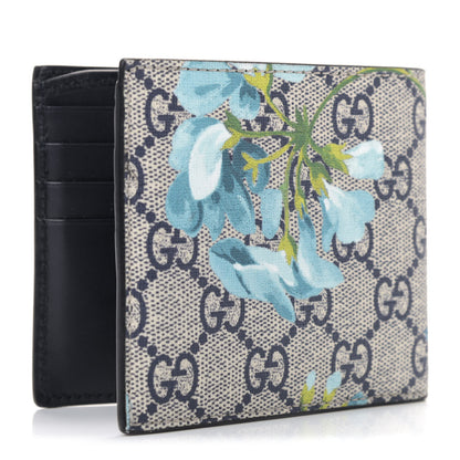Gucci GG Supreme Monogram Blooms Bi-Fold Wallet Beige Blue Navy 2 of 4