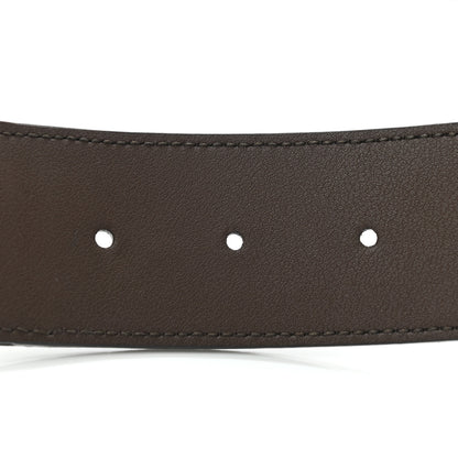 Gucci Monogram Jumbo GG Textured Dollar Calfskin Double G 40mm Belt 80 32 Camel Ebony 4 of 6