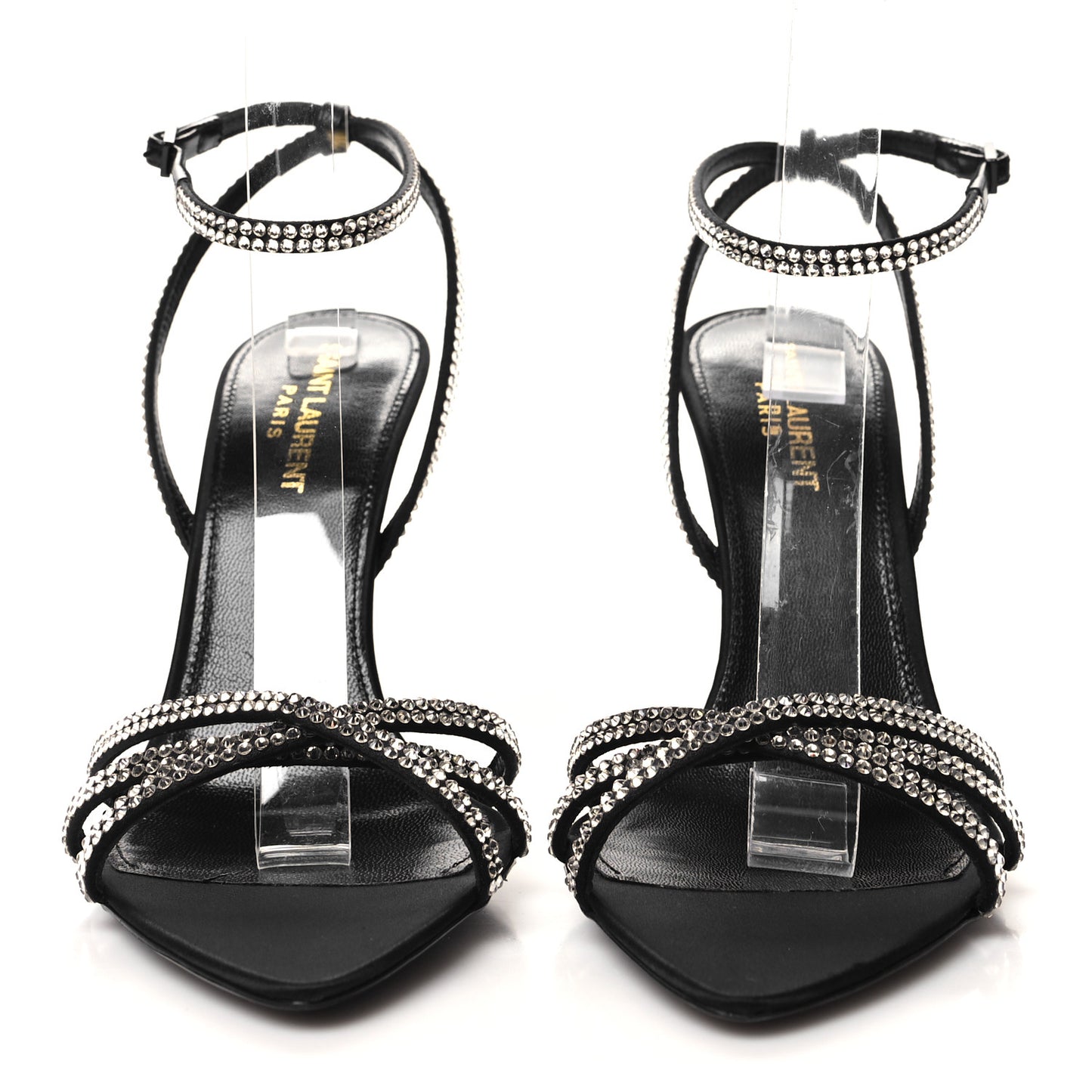 Satin Crystal Ava 105 Sandals 38.5 Black
