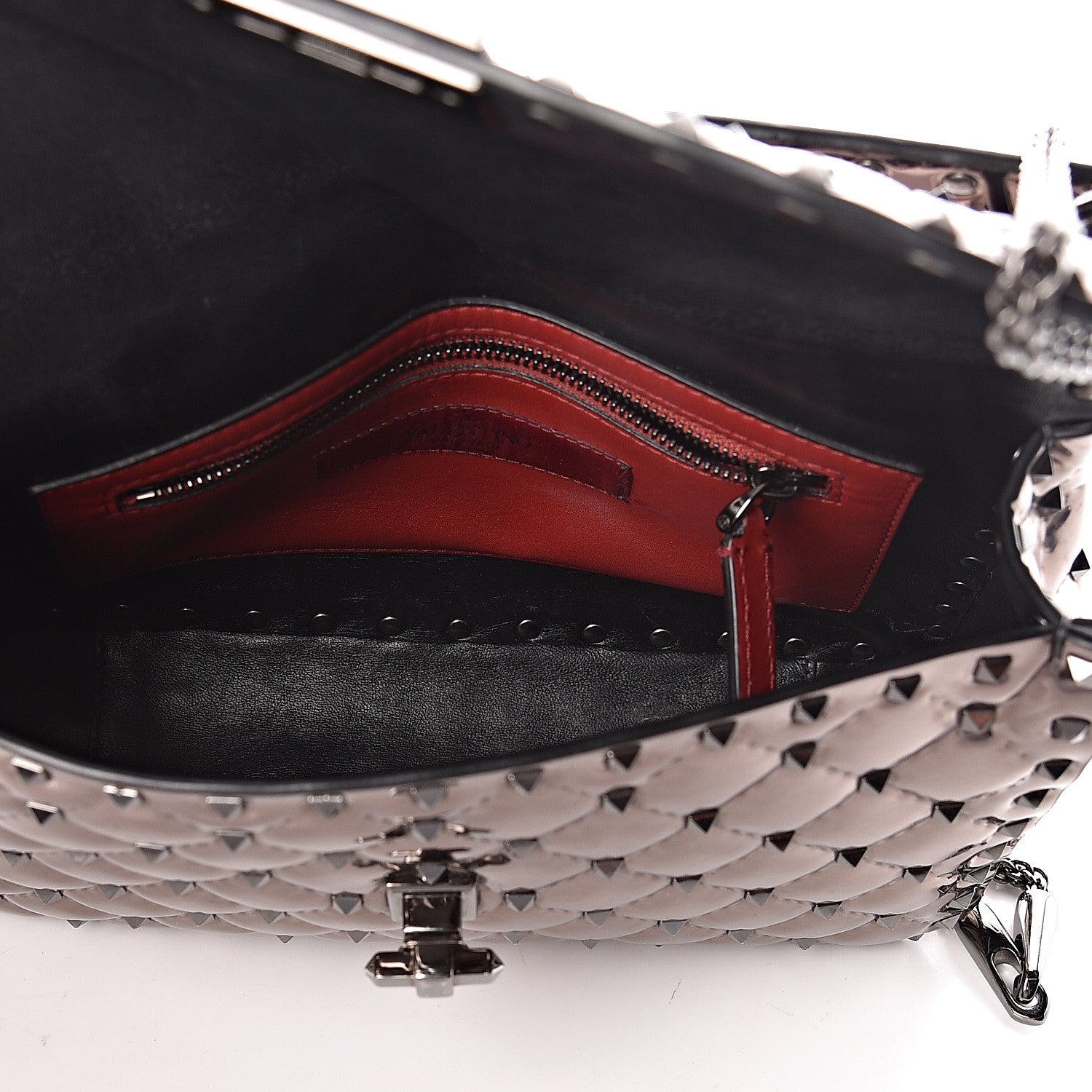 Valentino Garavani Metallic Patent Medium Rockstud Spike Shoulder Bag Rutenio 5 of 9