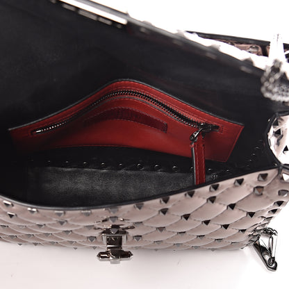 Valentino Garavani Metallic Patent Medium Rockstud Spike Shoulder Bag Rutenio 5 of 9