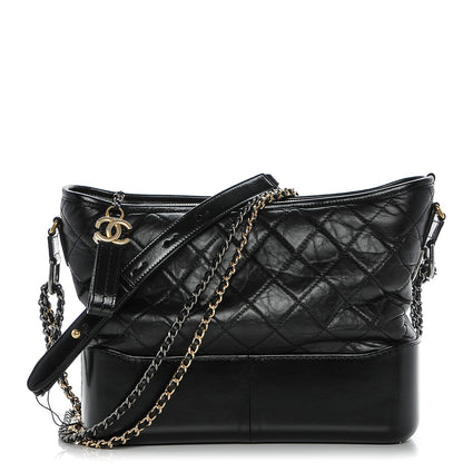 Chanel Aged Calfskin Quilted Medium Gabrielle Hobo Black 1 of 7