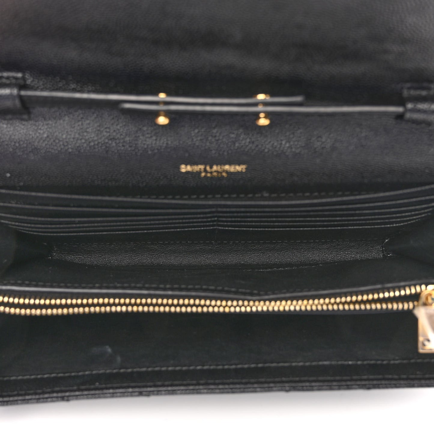 Grain De Poudre Matelasse Chevron Monogram Chain Wallet Black