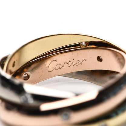 Cartier 18K Pink Yellow White Gold Diamond Medium Trinity Ring 56 7.5 4 of 6